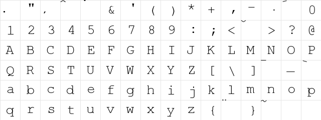 Diacritic al Mark Courier  glyph index