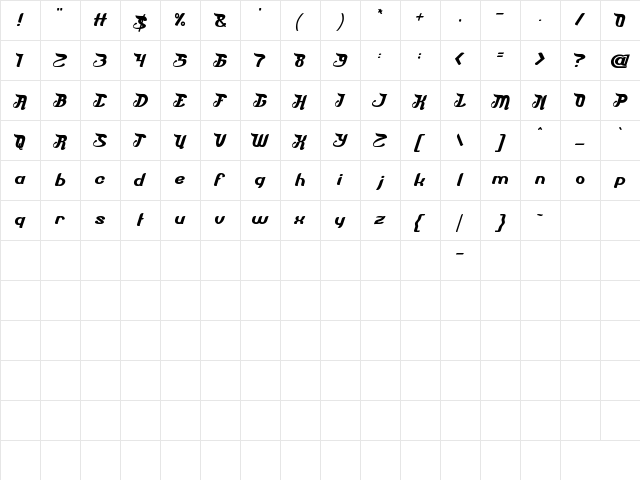 Everyone Heart Regular  glyph index