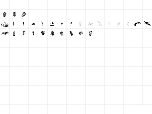 Rodin Extras  glyph index
