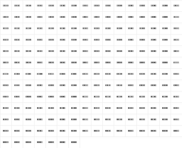 Binary X 01s BRK Regular  glyph index