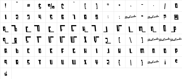 SF Cosmic Age Condensed Regular  glyph index