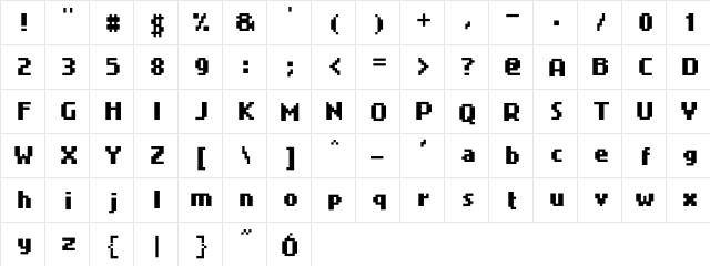 4Mini Regular  glyph index