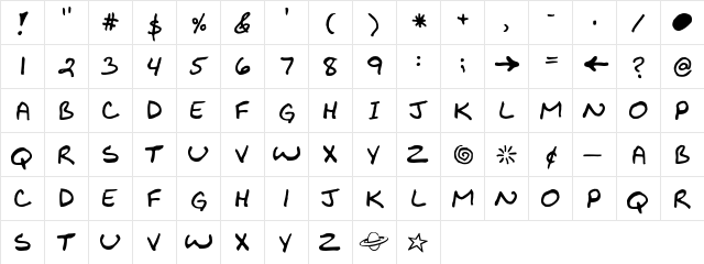 KibbyBoldFont Regular  glyph index