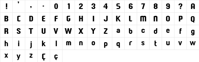 Paragon Black  glyph index