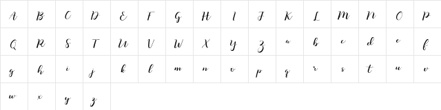Monatia Regular  glyph index
