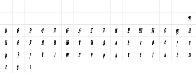 Sepultura Demo Regular  glyph index