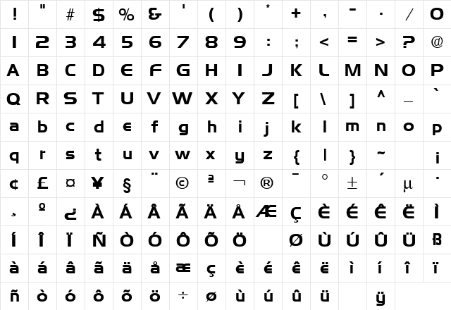 Disney Epcot Center Regular  glyph index