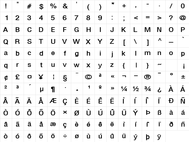 FirstHome34 Bold  glyph index