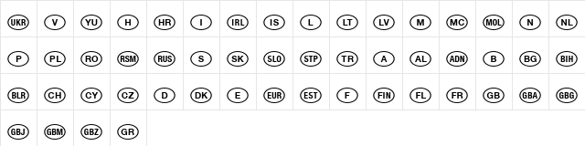 NationalCodes Light  glyph index
