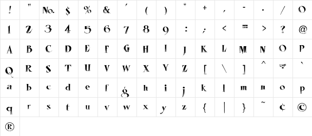 LHF Mister Spooky REG Regular  glyph index