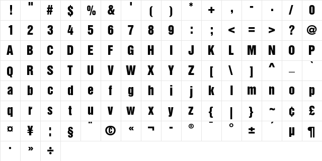 Helvetica Inserat Cyrillic Upright  glyph index