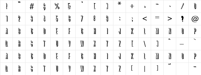 Picto Regular  glyph index