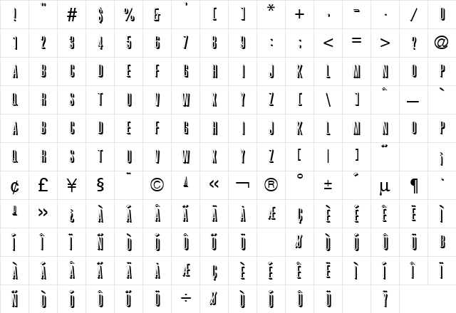 Graphik Regular  glyph index