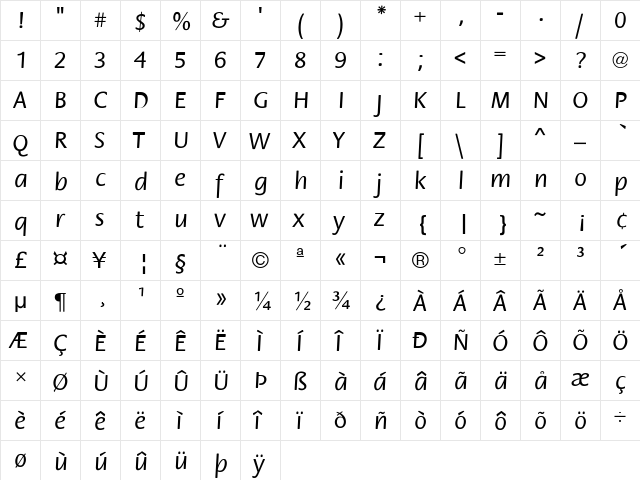 Flora-Normal Regular  glyph index
