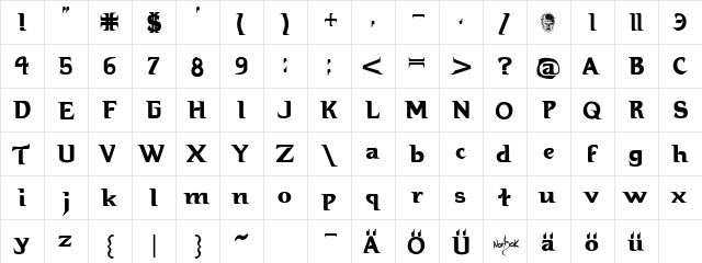 Hellbound Regular  glyph index