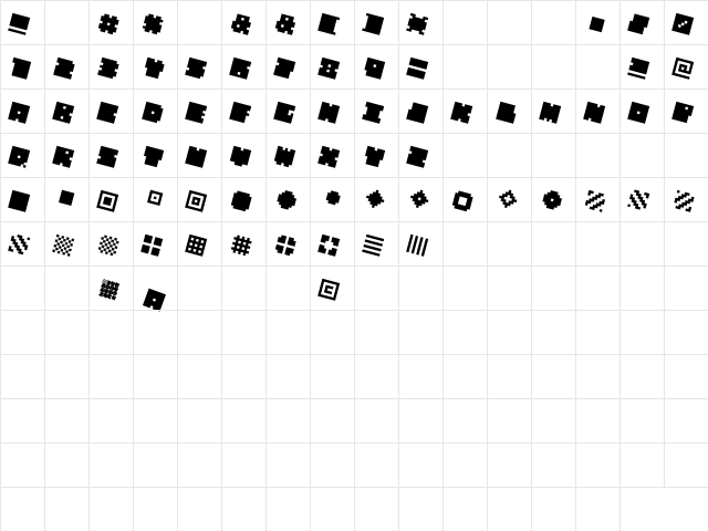 QUBE ITALIC  glyph index