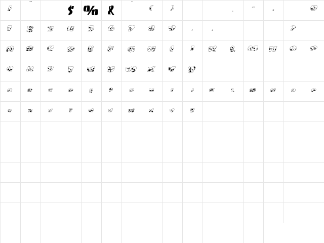 Fat Cow Regular  glyph index