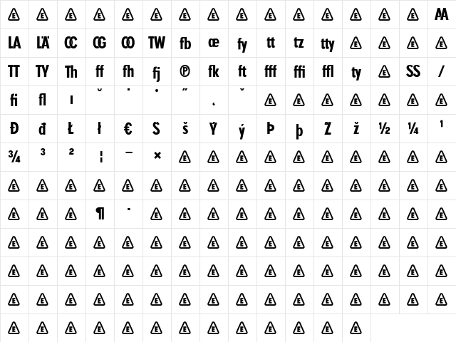 SuperGroteskC Regular  glyph index