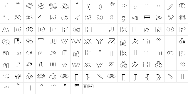 MaltfrankGothicHeavy HE Regular  glyph index