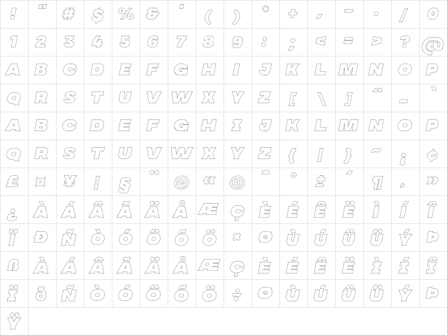 MADE Soulmaze Outline Italic  glyph index