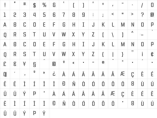HouseSampler-UnitedStencil Regular  glyph index