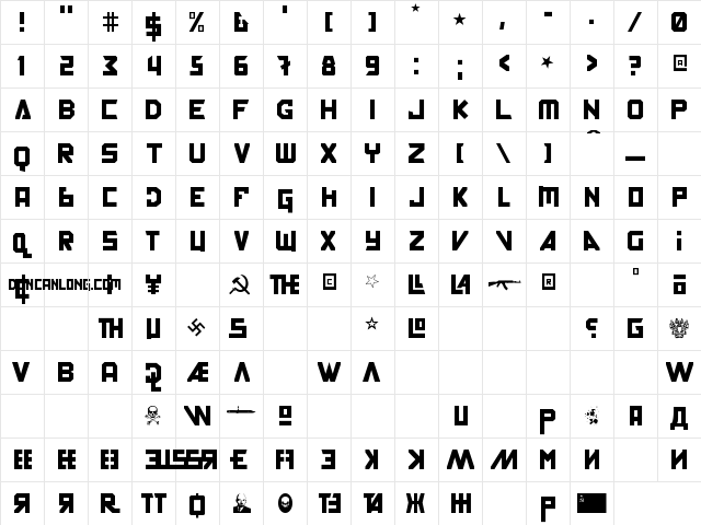 Back In The USSR DL Black  glyph index