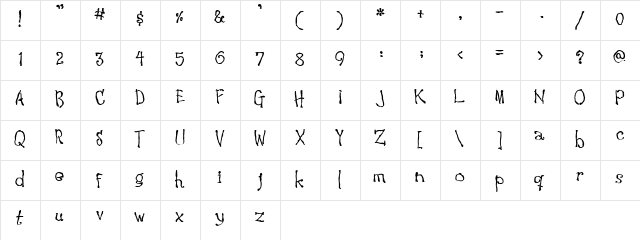 Waking the Witch Regular  glyph index