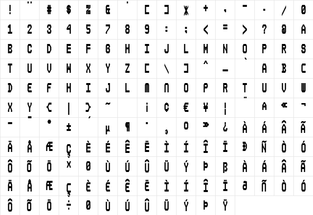 Composite ExtraBold  glyph index