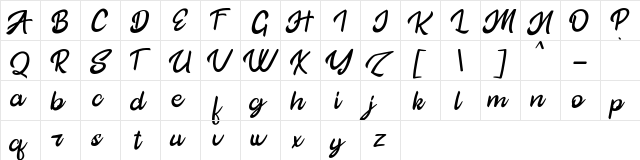 the Hartes Personal Use Regular  glyph index