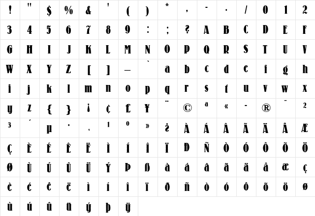 Lo-Type Medium Condensed  glyph index