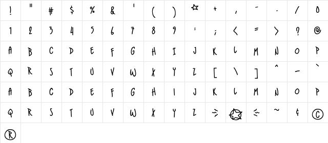 IndieStar BB Regular  glyph index