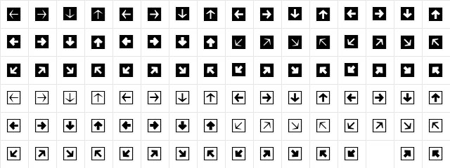 MiniPics DirectionalSA  glyph index