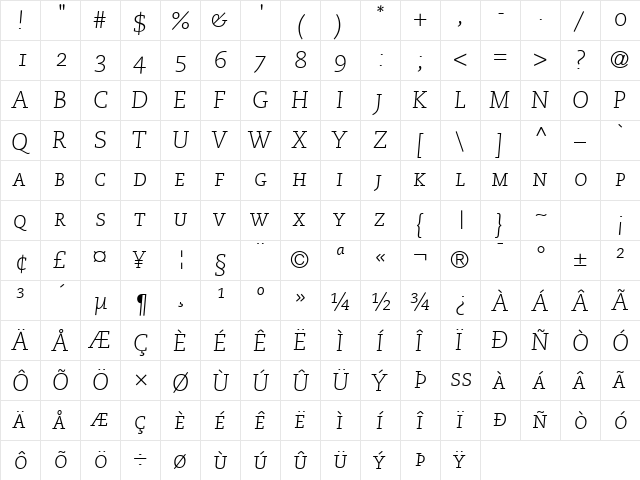 Monologue Light Caps SSi Normal  glyph index