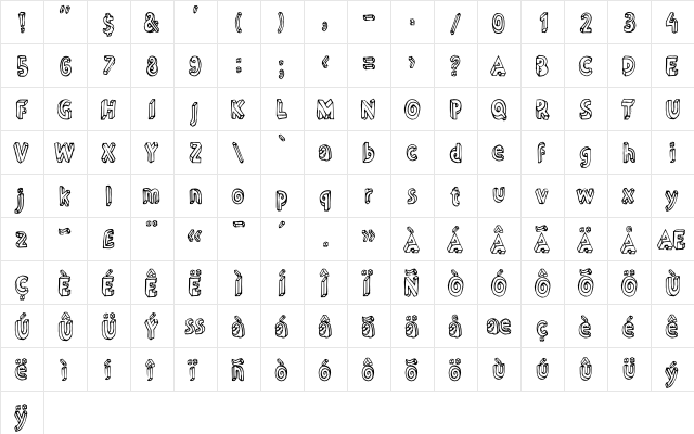 LTDummy Outline Regular  glyph index