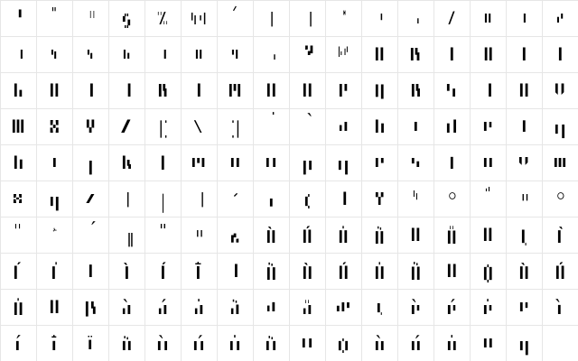 Minimum BichroNoirVertical  glyph index