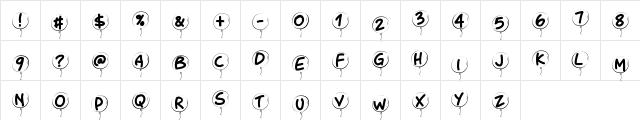 PWBalloon Medium  glyph index