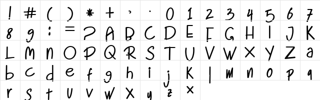 Bandung Bold  glyph index