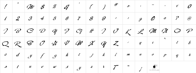 LHF Red Sable Script REGULAR Regular  glyph index