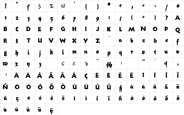AIKleinsHAPSerif Medium  glyph index