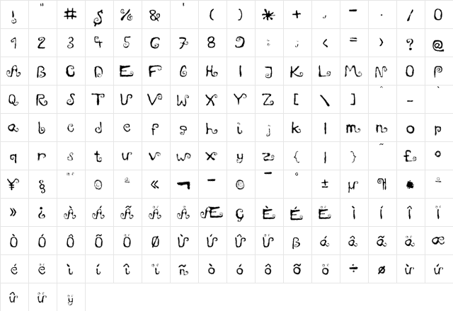 mieszkanie9 Regular  glyph index