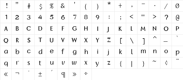 BorrorRegular Regular  glyph index