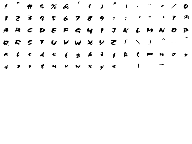 Madness 2 Regular  glyph index