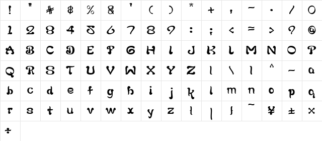 Barbeque Paintbrush  glyph index