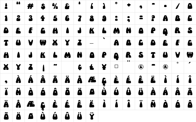 Mama MF Regular  glyph index