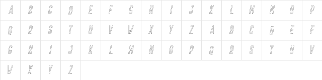 Prestage Outline Italic  glyph index