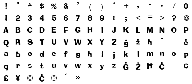 Maltadel Regular  glyph index