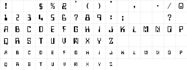 Demert Tovi Regular  glyph index