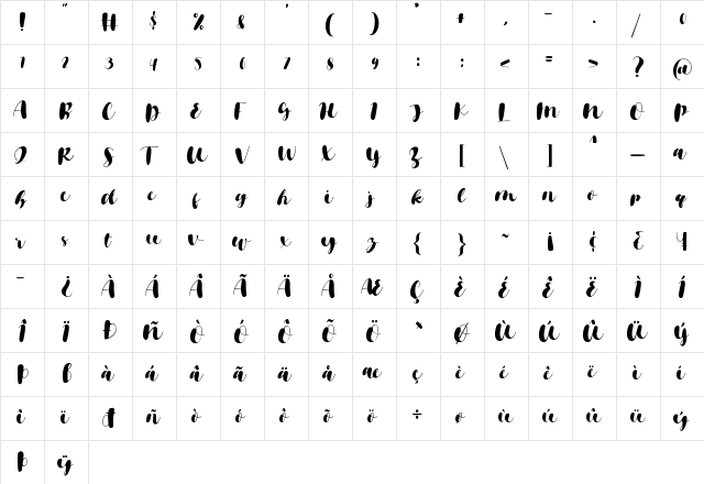 Brownies Sugar Regular  glyph index