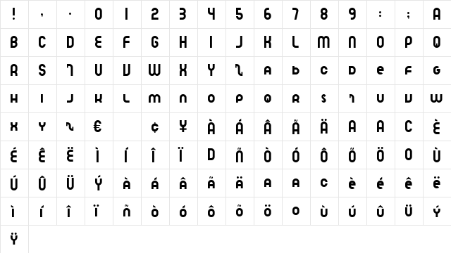 Speedlearn Normal  glyph index