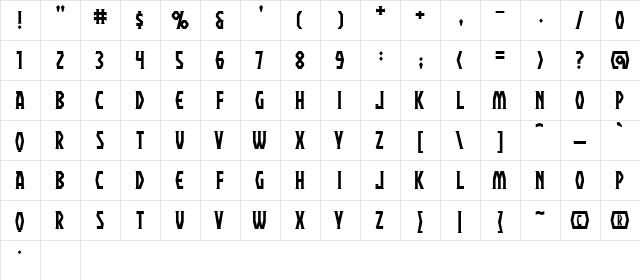 Praetorium BB Regular  glyph index